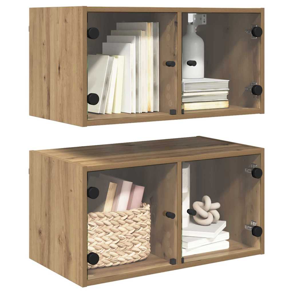 Wandkasten 2 pcs Artisan Eiken 68 x 37 x 35 cm Bewerkt hout is nu te koop bij PeponiXL, paradijselijk wonen!