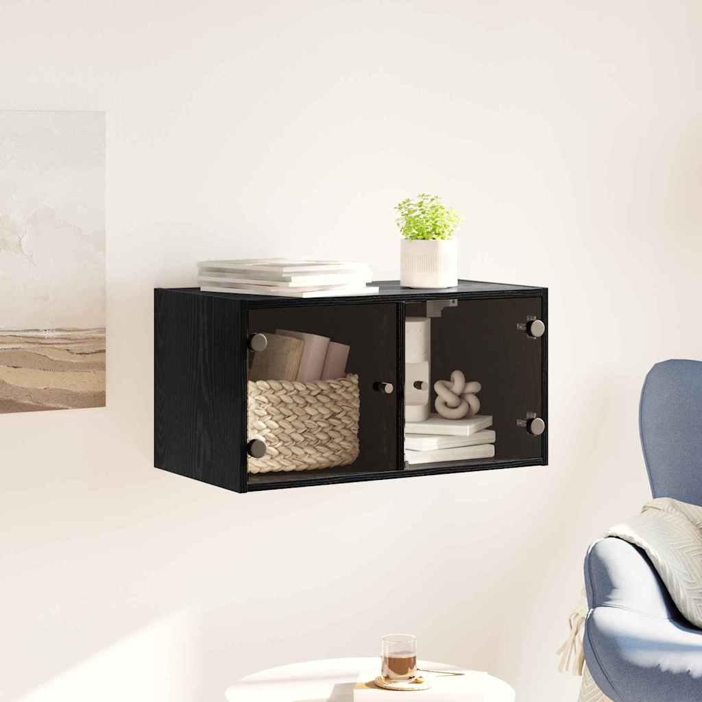 Wandkast Zwart Eiken 68 x 37 x 35 cm Bewerkt hout is nu te koop bij PeponiXL, paradijselijk wonen!