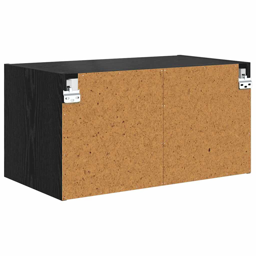 Wandkast Zwart Eiken 68 x 37 x 35 cm Bewerkt hout is nu te koop bij PeponiXL, paradijselijk wonen!