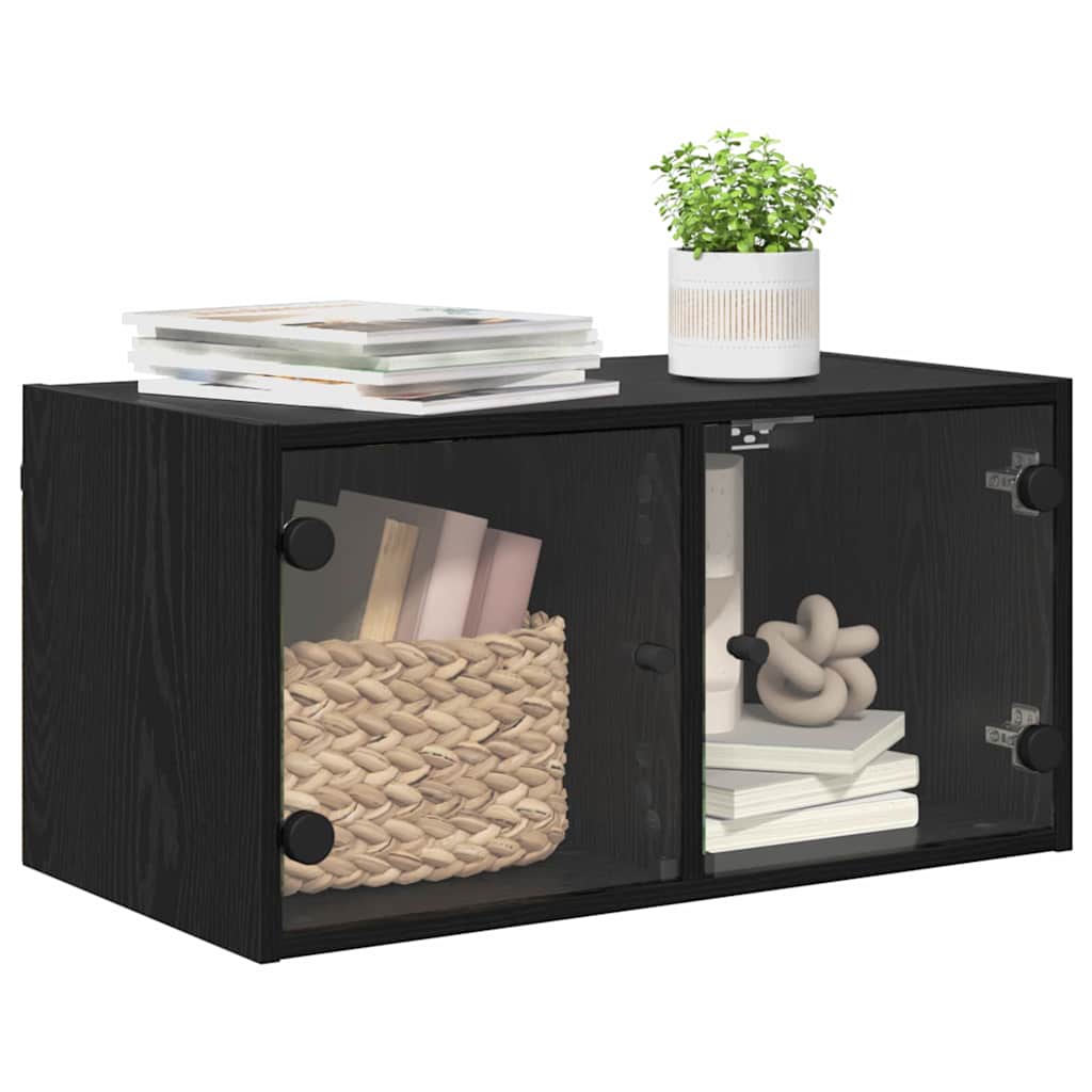 Wandkast Zwart Eiken 68 x 37 x 35 cm Bewerkt hout is nu te koop bij PeponiXL, paradijselijk wonen!