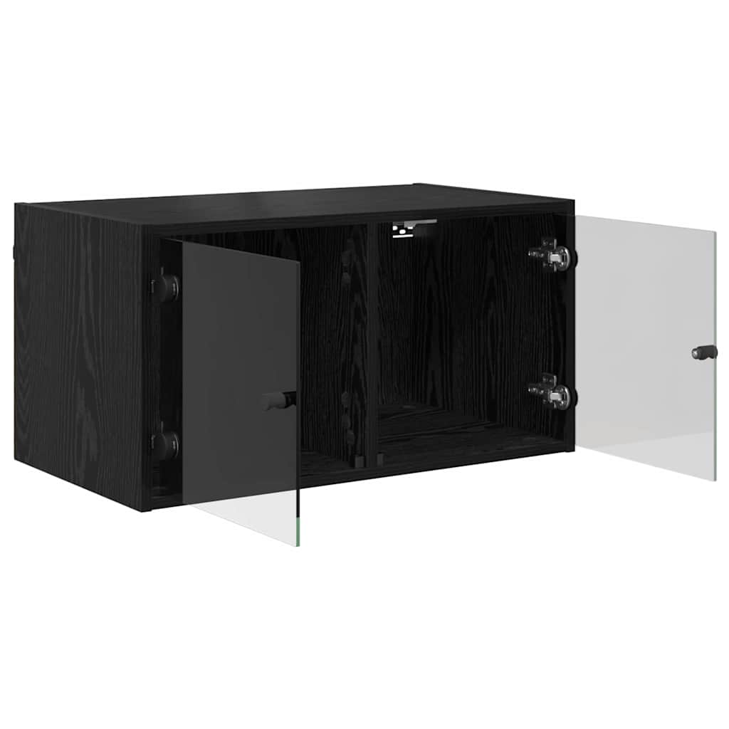 Wandkasten 2 pcs Zwart Eiken 68 x 37 x 35 cm Bewerkt hout is nu te koop bij PeponiXL, paradijselijk wonen!