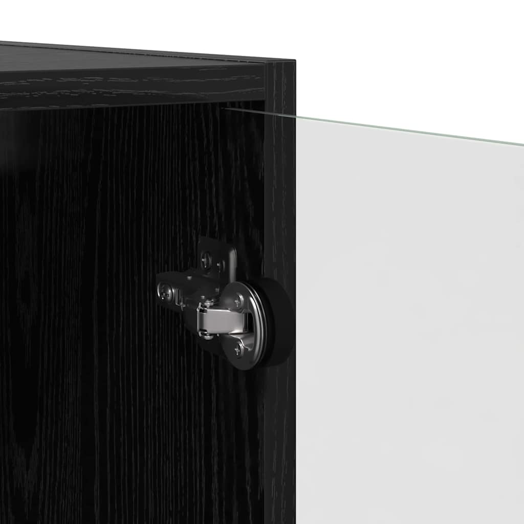 Wandkast Zwart Eiken 102 x 37 x 35 cm Bewerkt hout is nu te koop bij PeponiXL, paradijselijk wonen!