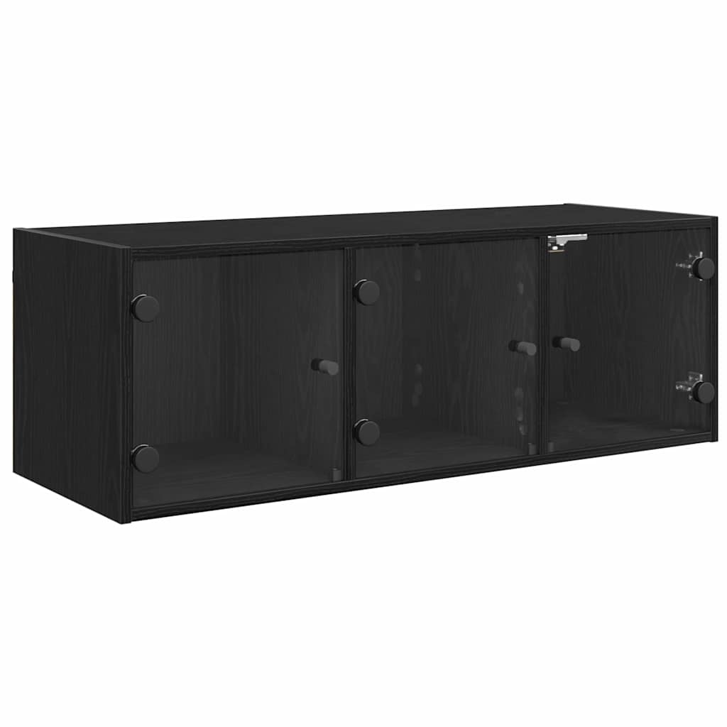 Wandkast Zwart Eiken 102 x 37 x 35 cm Bewerkt hout is nu te koop bij PeponiXL, paradijselijk wonen!