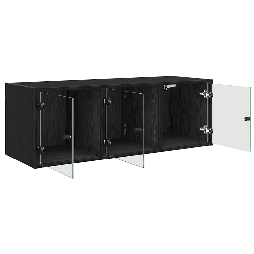 Wandkast Zwart Eiken 102 x 37 x 35 cm Bewerkt hout is nu te koop bij PeponiXL, paradijselijk wonen!
