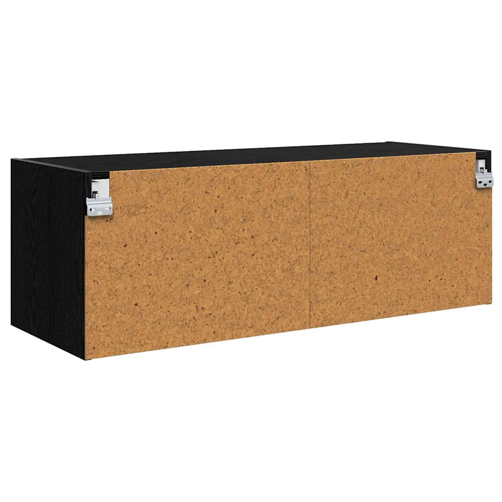 Wandkast Zwart Eiken 102 x 37 x 35 cm Bewerkt hout is nu te koop bij PeponiXL, paradijselijk wonen!