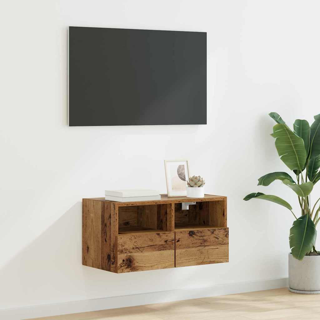 TV Wandkast Oud Hout 60 x 30 x 30 cm Bewerkt hout is nu te koop bij PeponiXL, paradijselijk wonen!