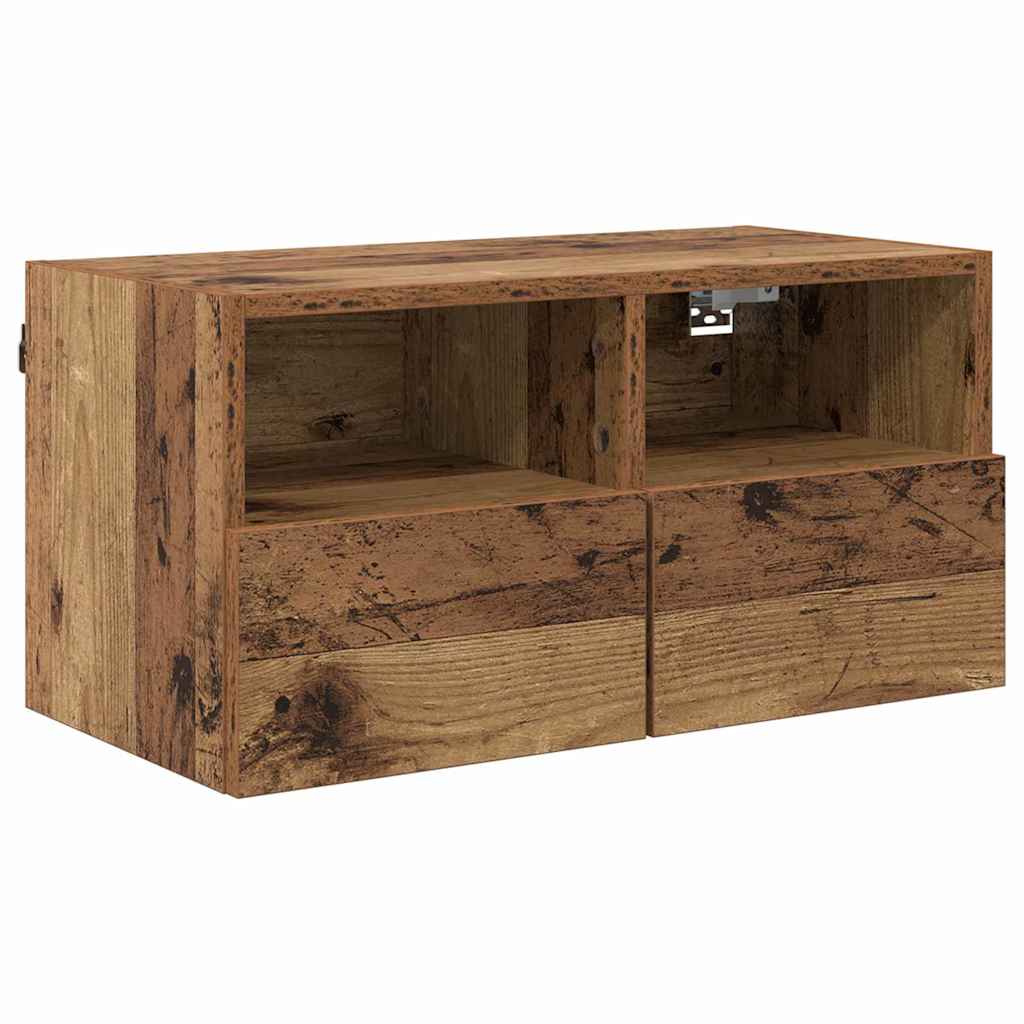 TV Wandkasten 2 pcs Oud Hout 60 x 30 x 30 cm Bewerkt hout is nu te koop bij PeponiXL, paradijselijk wonen!