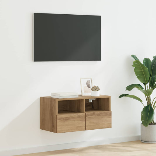 TV Wandkast 60 x 30 x 30 cm Artisan Eiken Bewerkt hout is nu te koop bij PeponiXL, paradijselijk wonen!