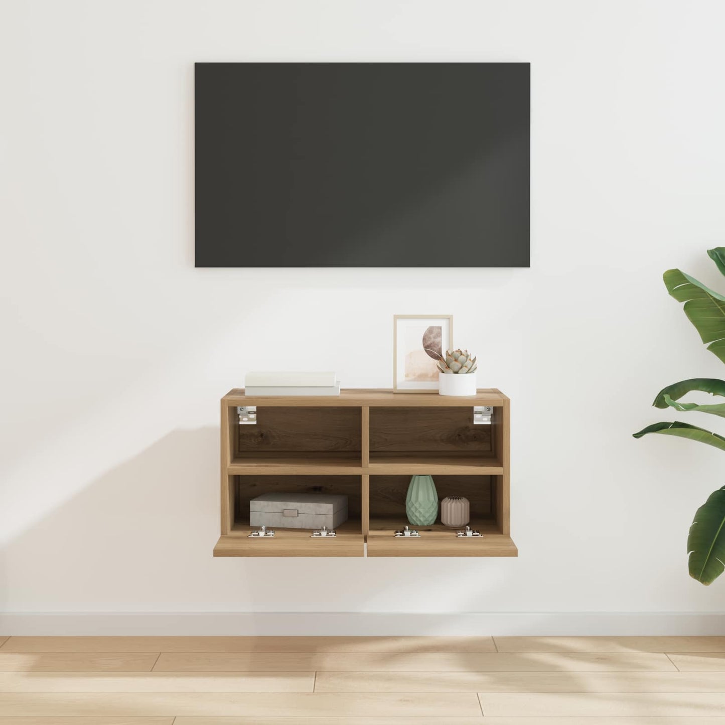 TV Wandkast 60 x 30 x 30 cm Artisan Eiken Bewerkt hout is nu te koop bij PeponiXL, paradijselijk wonen!