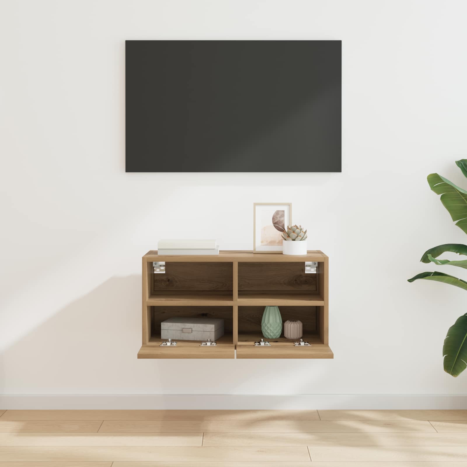 TV Wandkast 60 x 30 x 30 cm Artisan Eiken Bewerkt hout is nu te koop bij PeponiXL, paradijselijk wonen!
