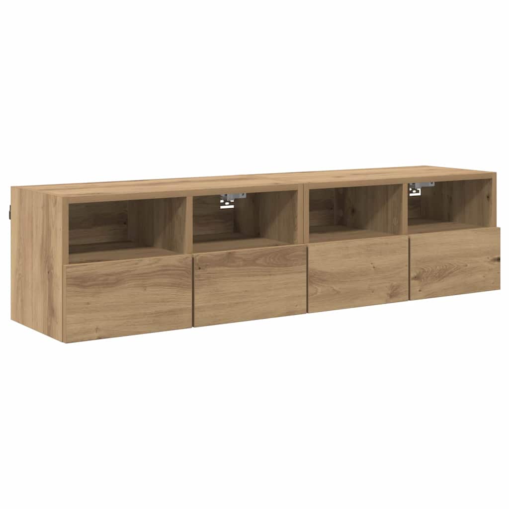 TV Wandkasten 2 pcs Artisan Eiken 60 x 30 x 30 cm Bewerkt hout is nu te koop bij PeponiXL, paradijselijk wonen!