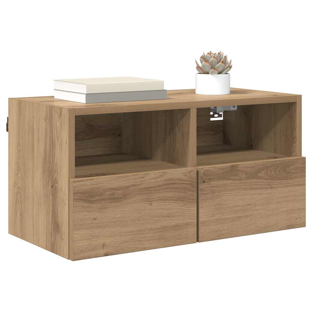 TV Wandkasten 2 pcs Artisan Eiken 60 x 30 x 30 cm Bewerkt hout is nu te koop bij PeponiXL, paradijselijk wonen!
