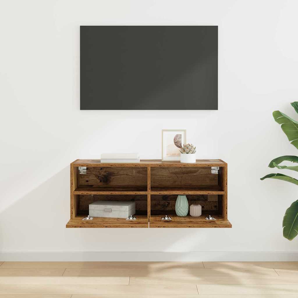 TV Wandkast Oud Hout 80 x 30 x 30 cm Bewerkt hout is nu te koop bij PeponiXL, paradijselijk wonen!