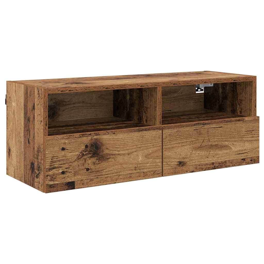 TV Wandkast Oud Hout 80 x 30 x 30 cm Bewerkt hout is nu te koop bij PeponiXL, paradijselijk wonen!
