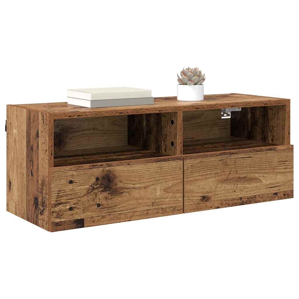 TV Wandkast Oud Hout 80 x 30 x 30 cm Bewerkt hout is nu te koop bij PeponiXL, paradijselijk wonen!