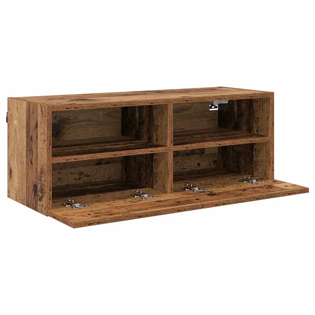TV Wandkasten 2 pcs Oud Hout 80 x 30 x 30 cm Bewerkt hout is nu te koop bij PeponiXL, paradijselijk wonen!