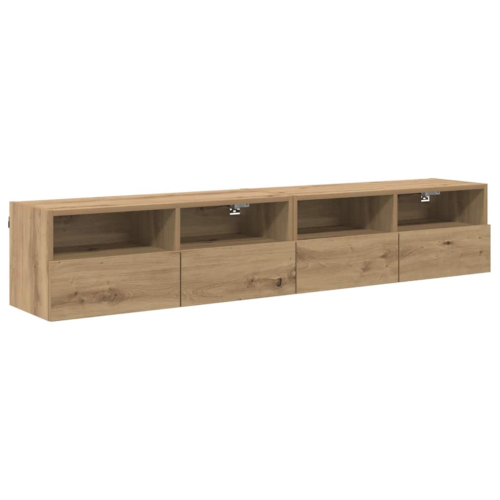 TV Wandkasten 2 pcs Artisan Eiken 80 x 30 x 30 cm Bewerkt hout is nu te koop bij PeponiXL, paradijselijk wonen!