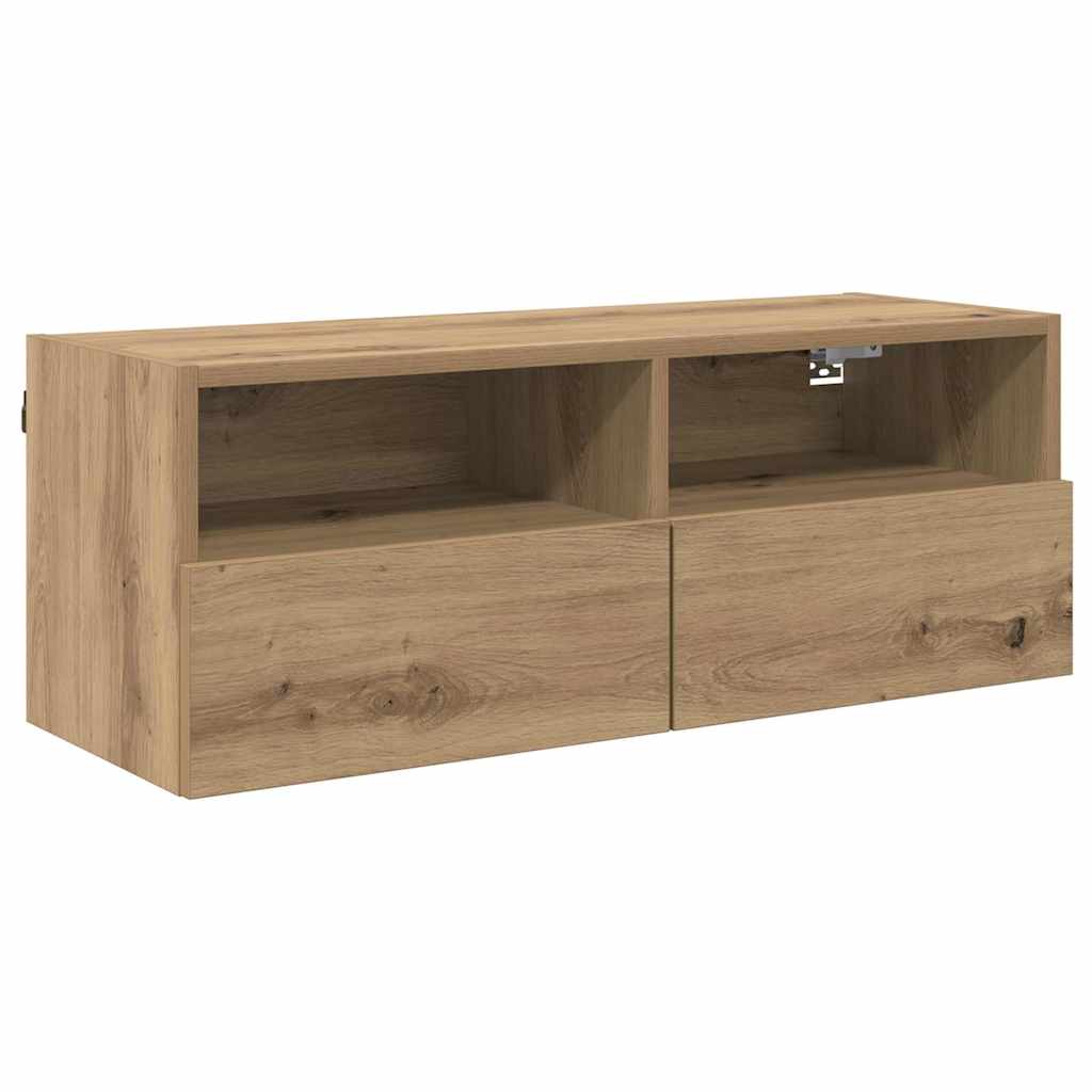 TV Wandkasten 2 pcs Artisan Eiken 80 x 30 x 30 cm Bewerkt hout is nu te koop bij PeponiXL, paradijselijk wonen!