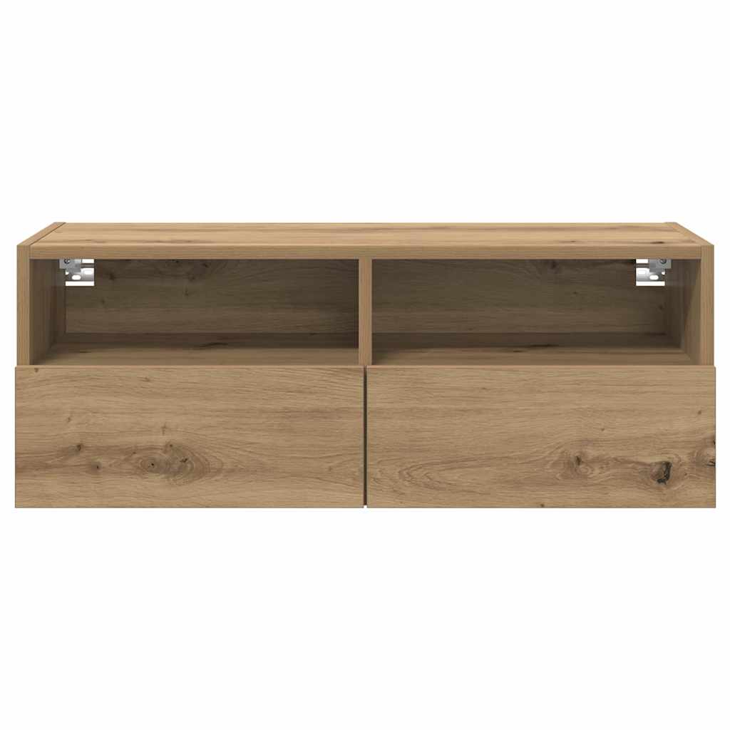 TV Wandkasten 2 pcs Artisan Eiken 80 x 30 x 30 cm Bewerkt hout is nu te koop bij PeponiXL, paradijselijk wonen!