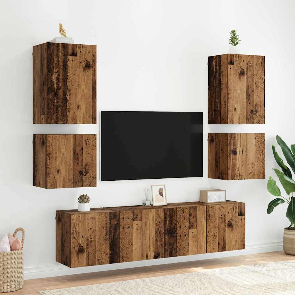 TV Wandkast Wandgemonteerd Oud Hout 40,5x30x40cm Bewerkt hout is nu te koop bij PeponiXL, paradijselijk wonen!