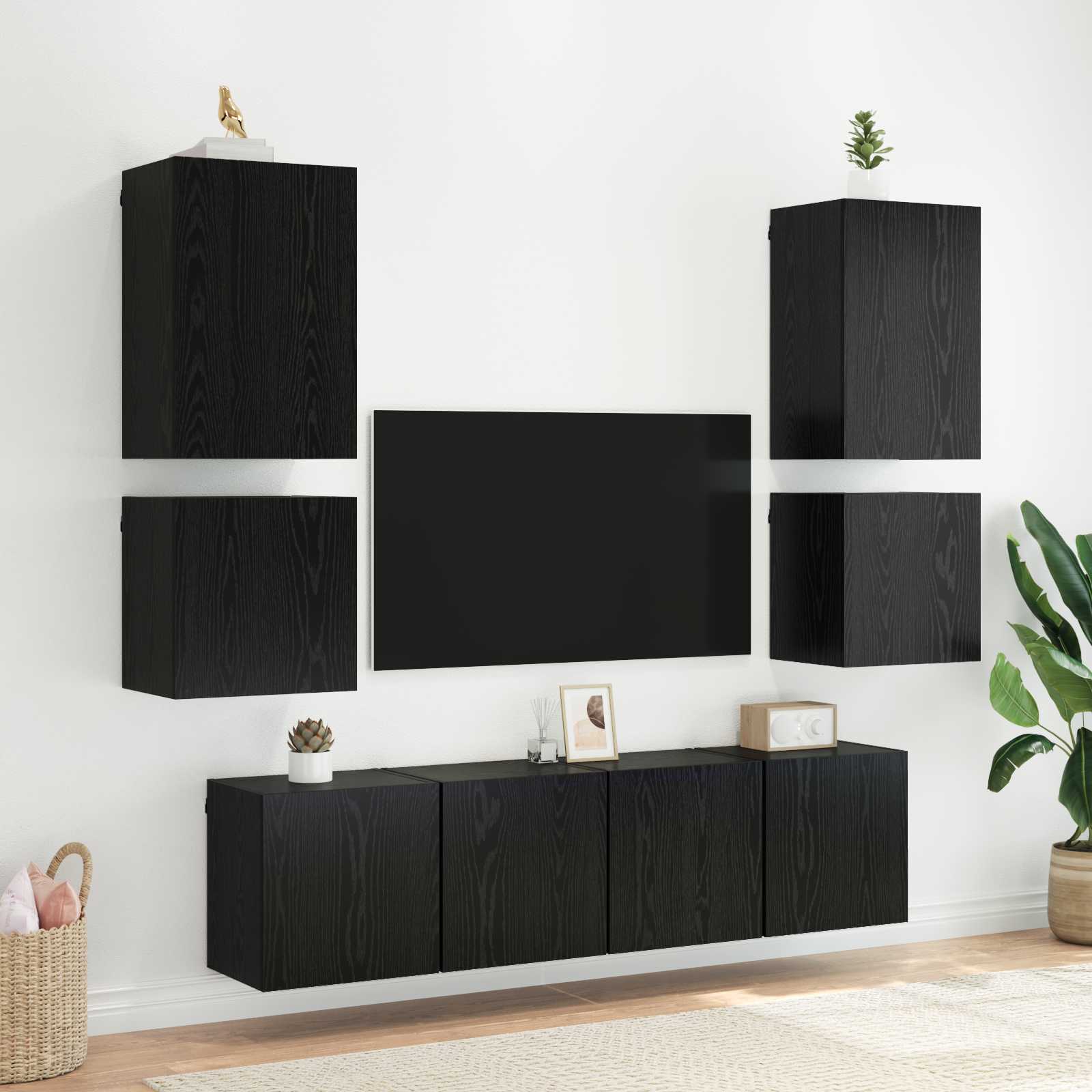TV Wandkast Zwart Eiken 40,5x30x40cm Bewerkt hout is nu te koop bij PeponiXL, paradijselijk wonen!