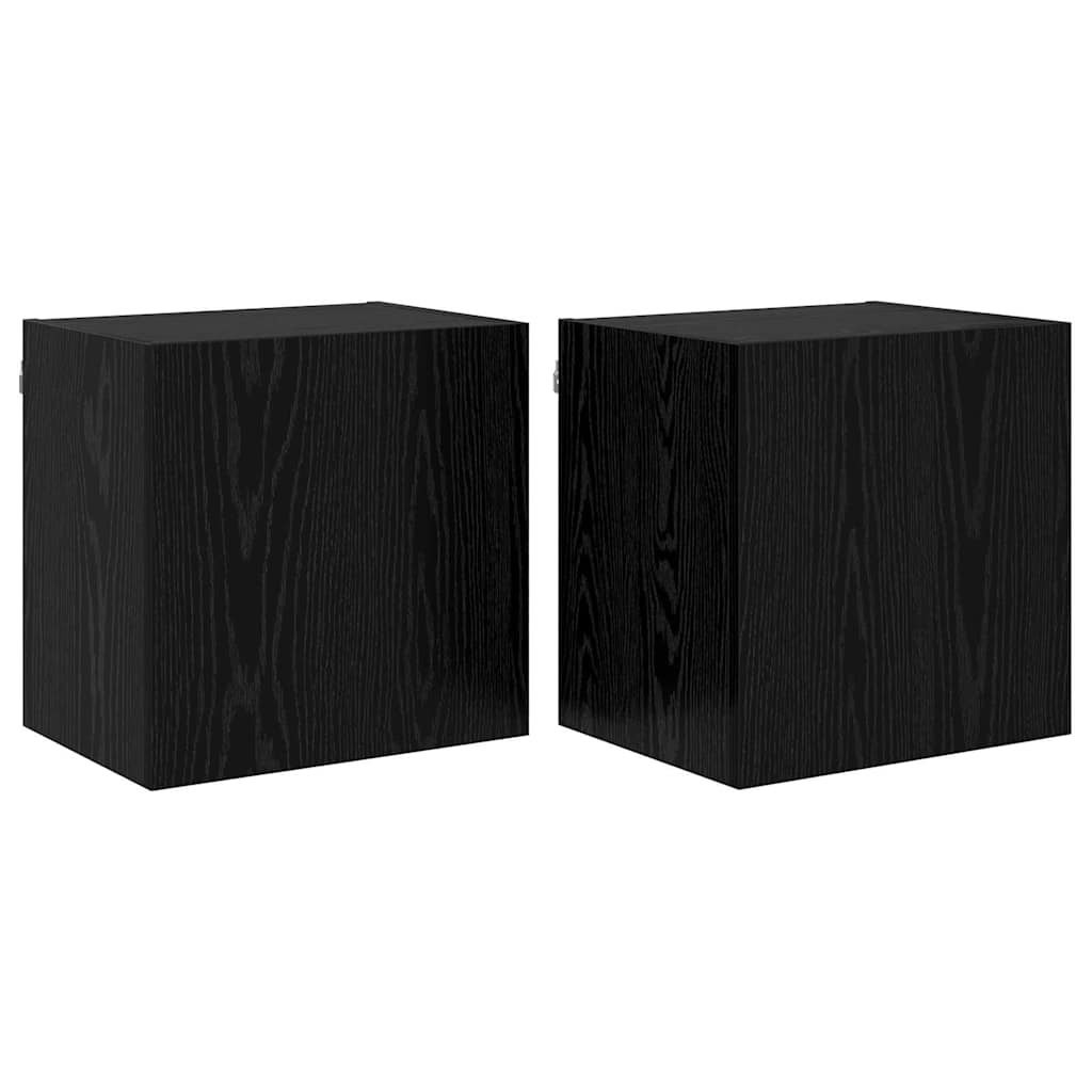 TV Wandkasten 2 pcs Zwart Eiken 40,5x30x40cm Bewerkt hout is nu te koop bij PeponiXL, paradijselijk wonen!
