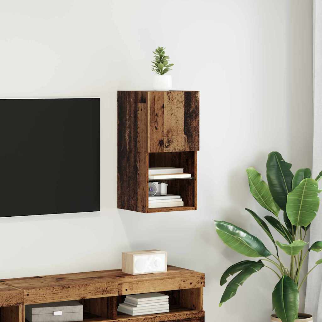 Wandgemonteerd tv-meubel Oudhout 30,5 x 30 x 60 cm Bewerkt hout is nu te koop bij PeponiXL, paradijselijk wonen!