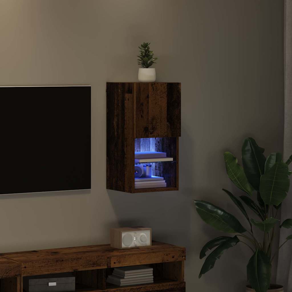 Wandgemonteerd tv-meubel Oudhout 30,5 x 30 x 60 cm Bewerkt hout is nu te koop bij PeponiXL, paradijselijk wonen!