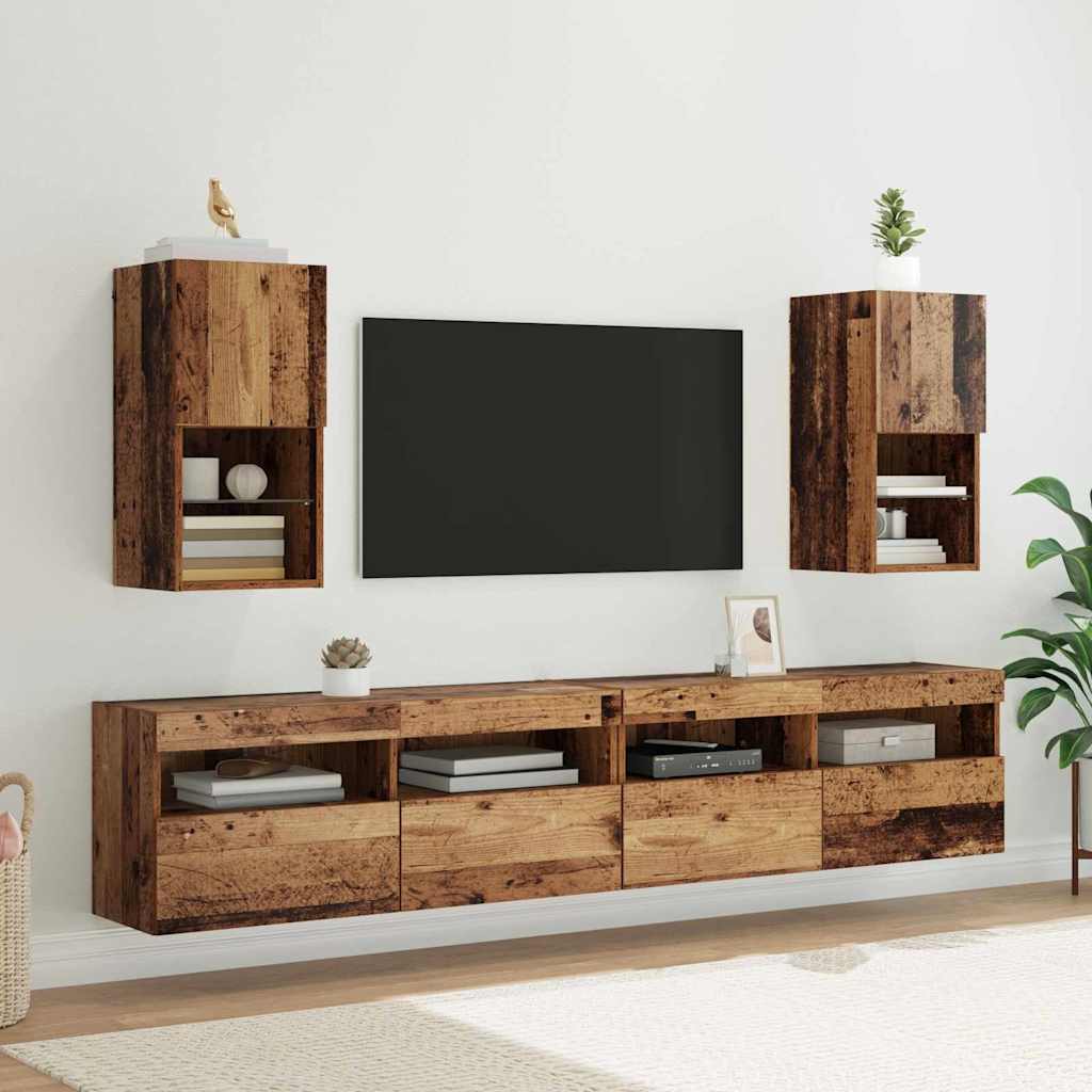 Wandgemonteerde TV-kasten 2 pcs Oudhout 30,5 x 30 x 60 cm is nu te koop bij PeponiXL, paradijselijk wonen!