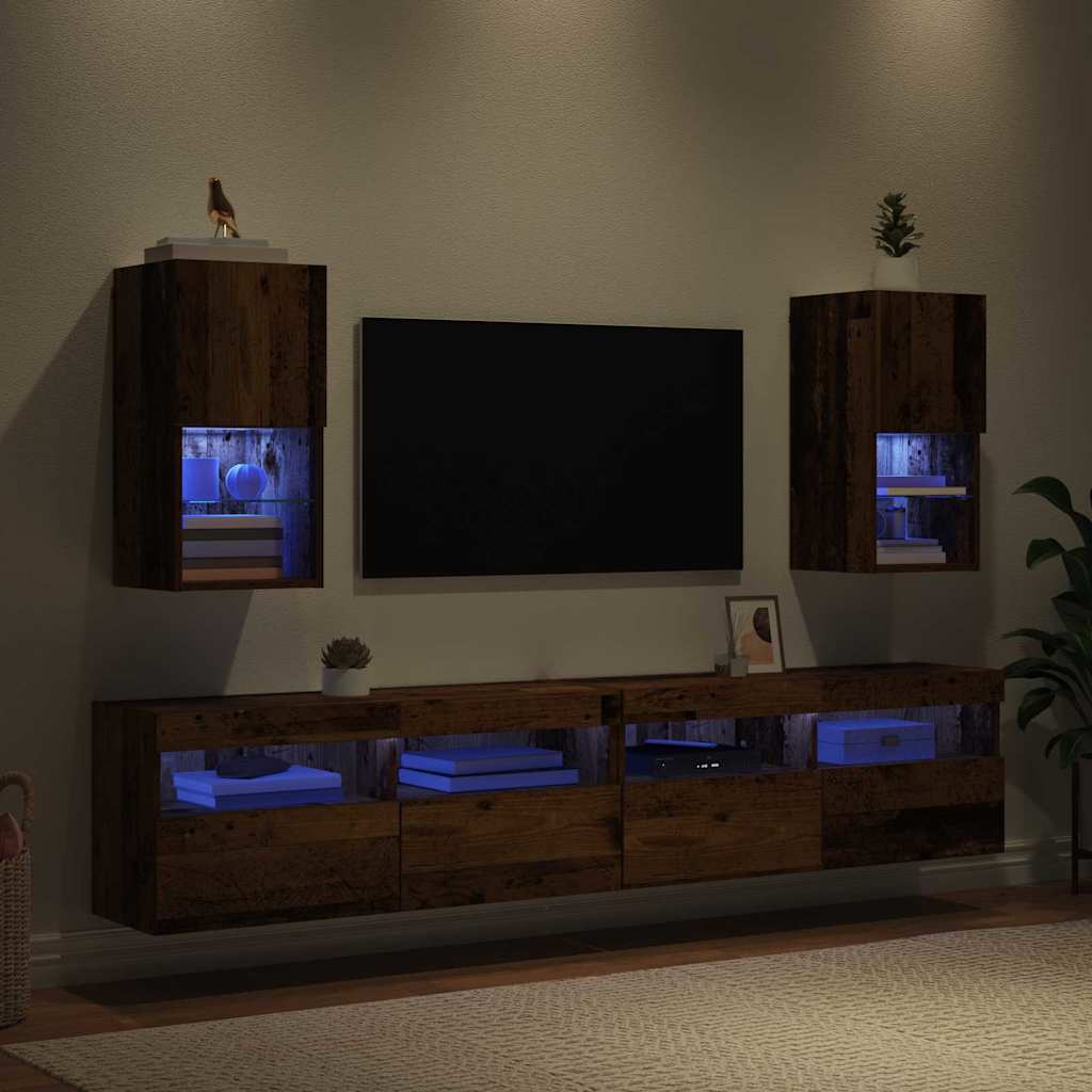 Wandgemonteerde TV-kasten 2 pcs Oudhout 30,5 x 30 x 60 cm is nu te koop bij PeponiXL, paradijselijk wonen!
