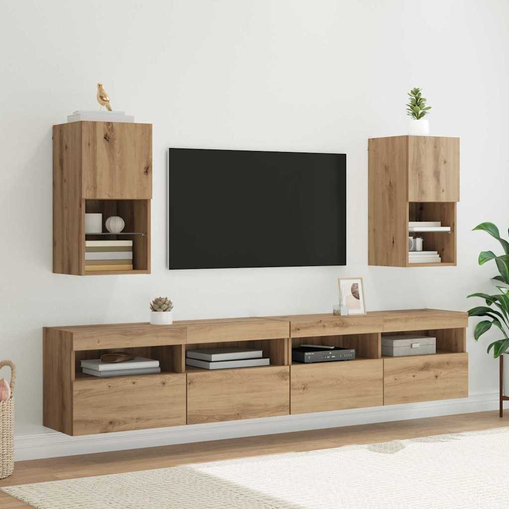 Wandgemonteerde TV-kasten 2 pcs Artisan Eiken 30,5 x 30 x 60 cm is nu te koop bij PeponiXL, paradijselijk wonen!