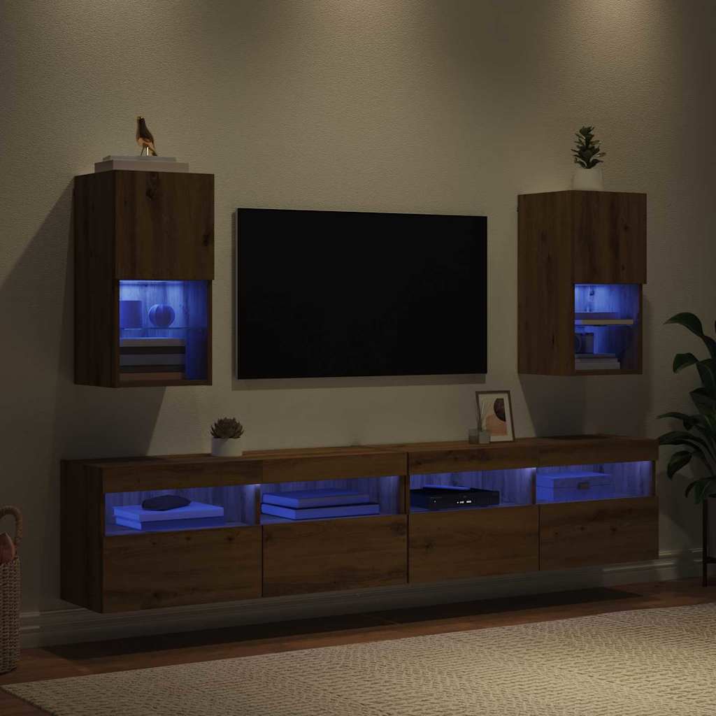 Wandgemonteerde TV-kasten 2 pcs Artisan Eiken 30,5 x 30 x 60 cm is nu te koop bij PeponiXL, paradijselijk wonen!