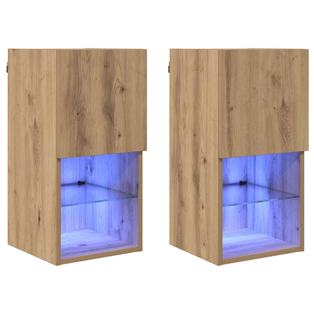 Wandgemonteerde TV-kasten 2 pcs Artisan Eiken 30,5 x 30 x 60 cm is nu te koop bij PeponiXL, paradijselijk wonen!
