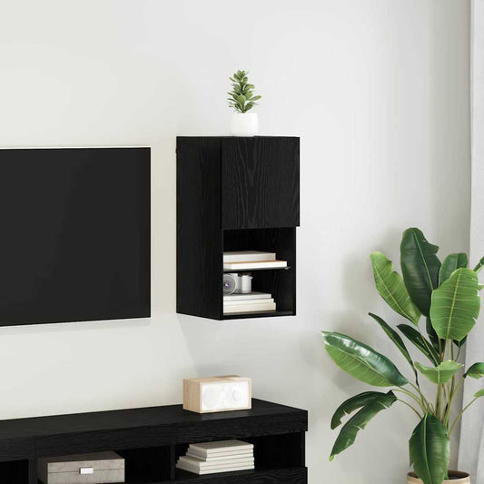 Wandgemonteerd tv-meubel met LED Zwart Eiken 30,5 x 30 x 60 cm is nu te koop bij PeponiXL, paradijselijk wonen!