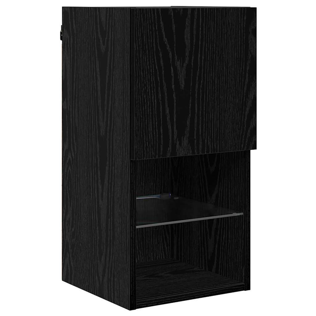 Wandgemonteerde TV-kasten 2 pcs Zwart Eiken 30,5 x 30 x 60 cm is nu te koop bij PeponiXL, paradijselijk wonen!