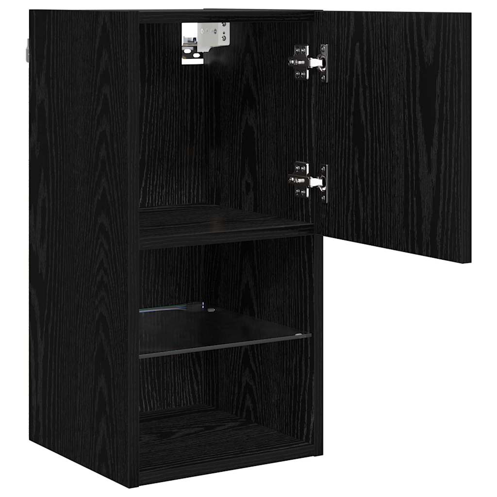 Wandgemonteerde TV-kasten 2 pcs Zwart Eiken 30,5 x 30 x 60 cm is nu te koop bij PeponiXL, paradijselijk wonen!