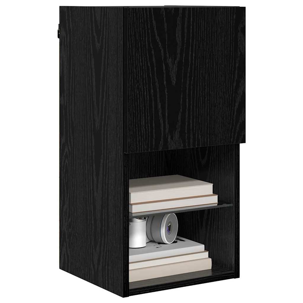 Wandgemonteerde TV-kasten 2 pcs Zwart Eiken 30,5 x 30 x 60 cm is nu te koop bij PeponiXL, paradijselijk wonen!