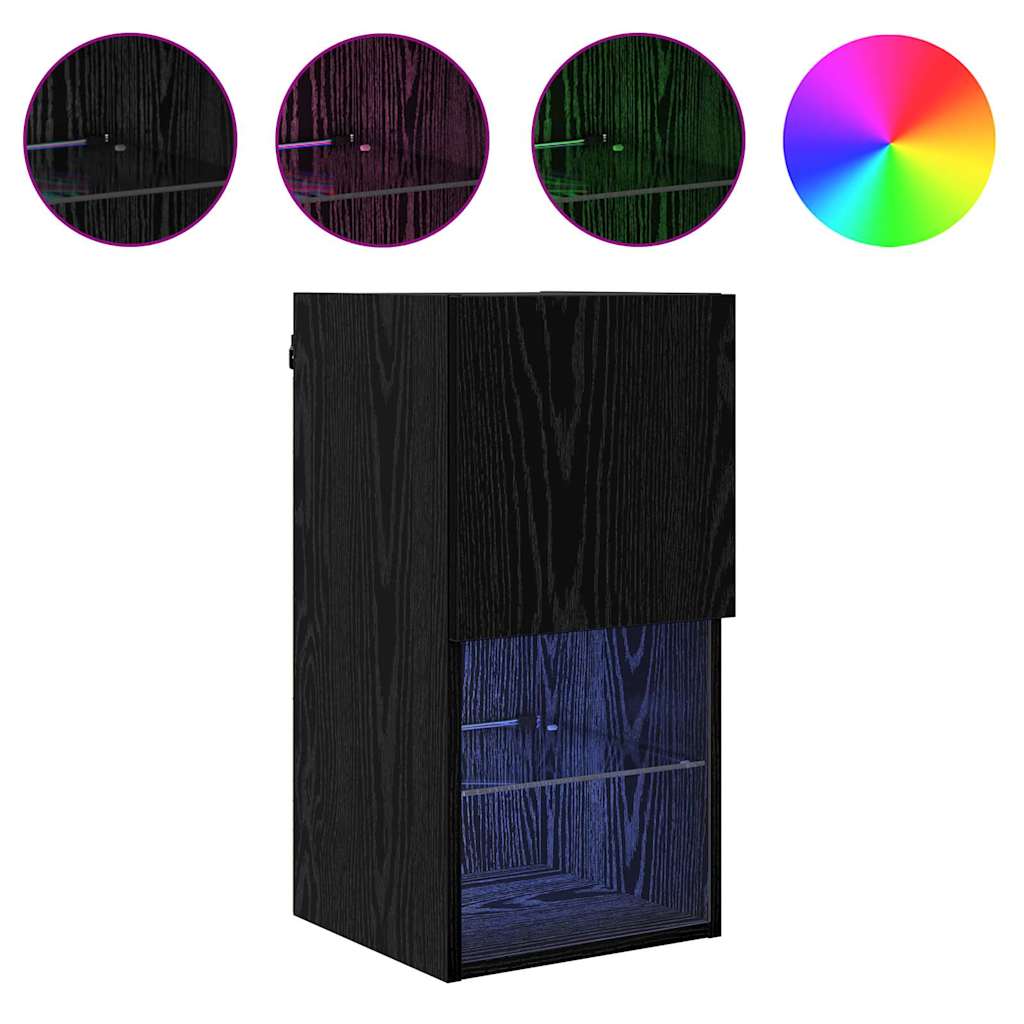 Wandgemonteerde TV-kasten 2 pcs Zwart Eiken 30,5 x 30 x 60 cm is nu te koop bij PeponiXL, paradijselijk wonen!