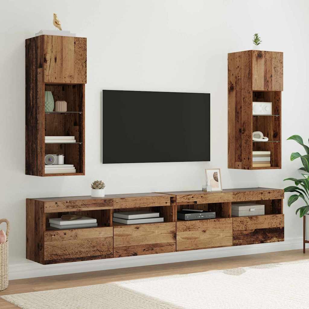Wandgemonteerde TV-kasten 2 pcs Oudhout 30,5 x 30 x 90 cm is nu te koop bij PeponiXL, paradijselijk wonen!