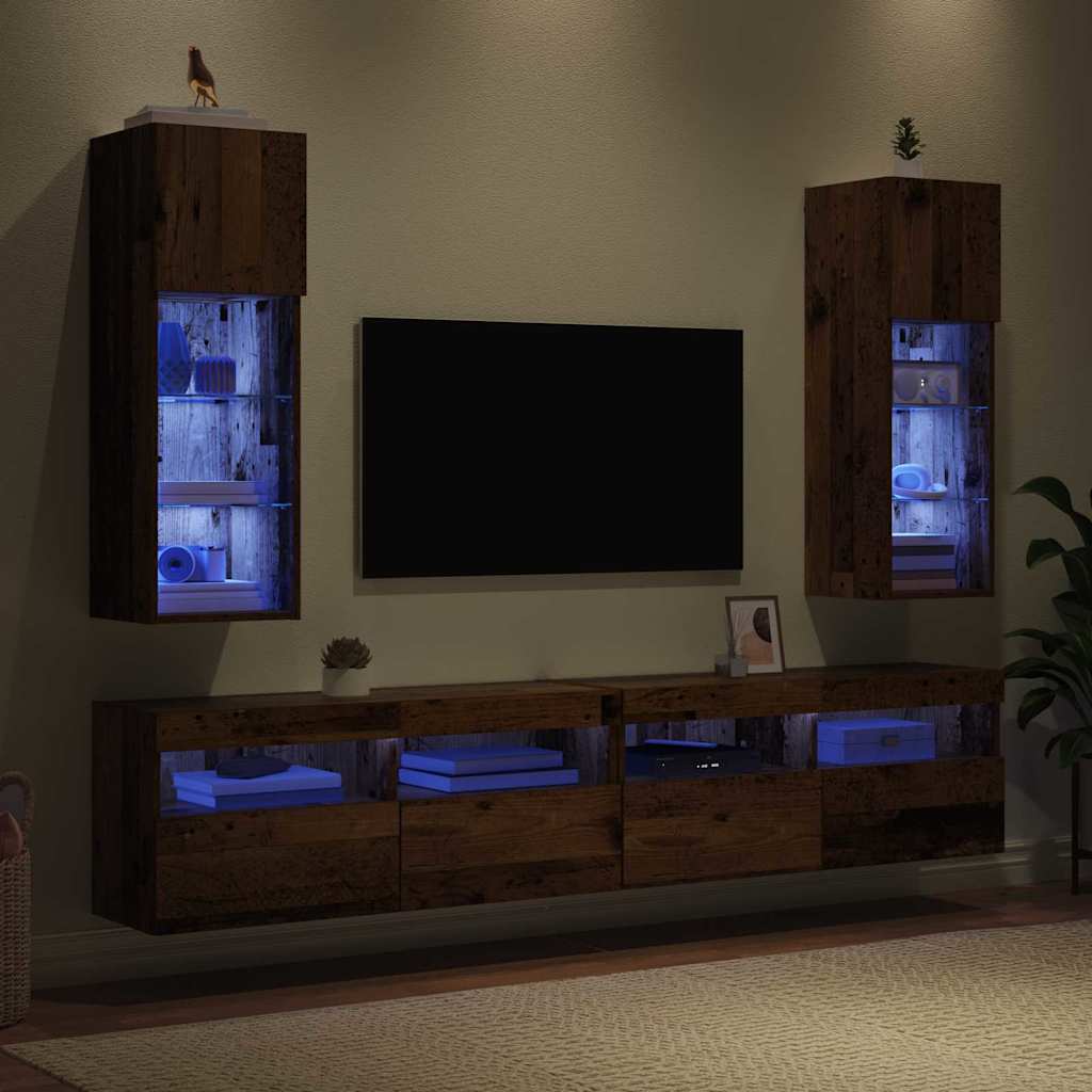 Wandgemonteerde TV-kasten 2 pcs Oudhout 30,5 x 30 x 90 cm is nu te koop bij PeponiXL, paradijselijk wonen!
