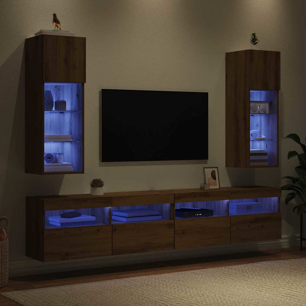 Wandgemonteerde TV-kasten 2 pcs Artisan Eiken 30,5 x 30 x 90 cm is nu te koop bij PeponiXL, paradijselijk wonen!