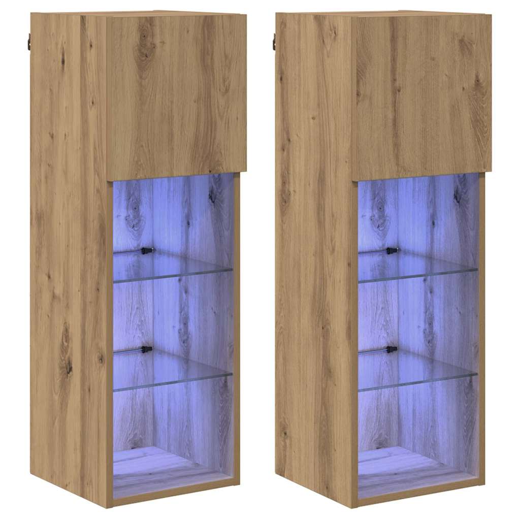 Wandgemonteerde TV-kasten 2 pcs Artisan Eiken 30,5 x 30 x 90 cm is nu te koop bij PeponiXL, paradijselijk wonen!
