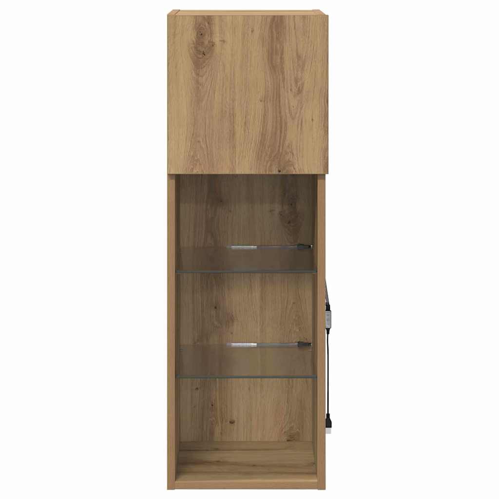 Wandgemonteerde TV-kasten 2 pcs Artisan Eiken 30,5 x 30 x 90 cm is nu te koop bij PeponiXL, paradijselijk wonen!