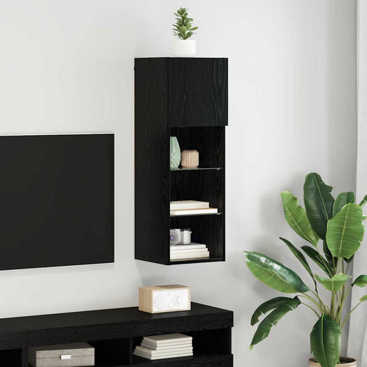 Wandgemonteerd tv-meubel met LED Zwart Eiken 30,5 x 30 x 90 cm is nu te koop bij PeponiXL, paradijselijk wonen!