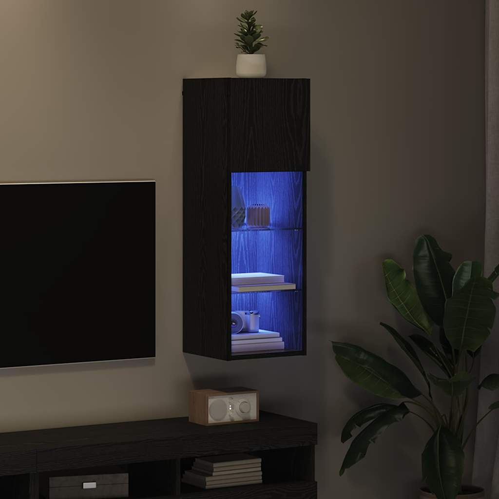 Wandgemonteerd tv-meubel Zwart Eiken 30,5 x 30 x 90 cm is nu te koop bij PeponiXL, paradijselijk wonen!