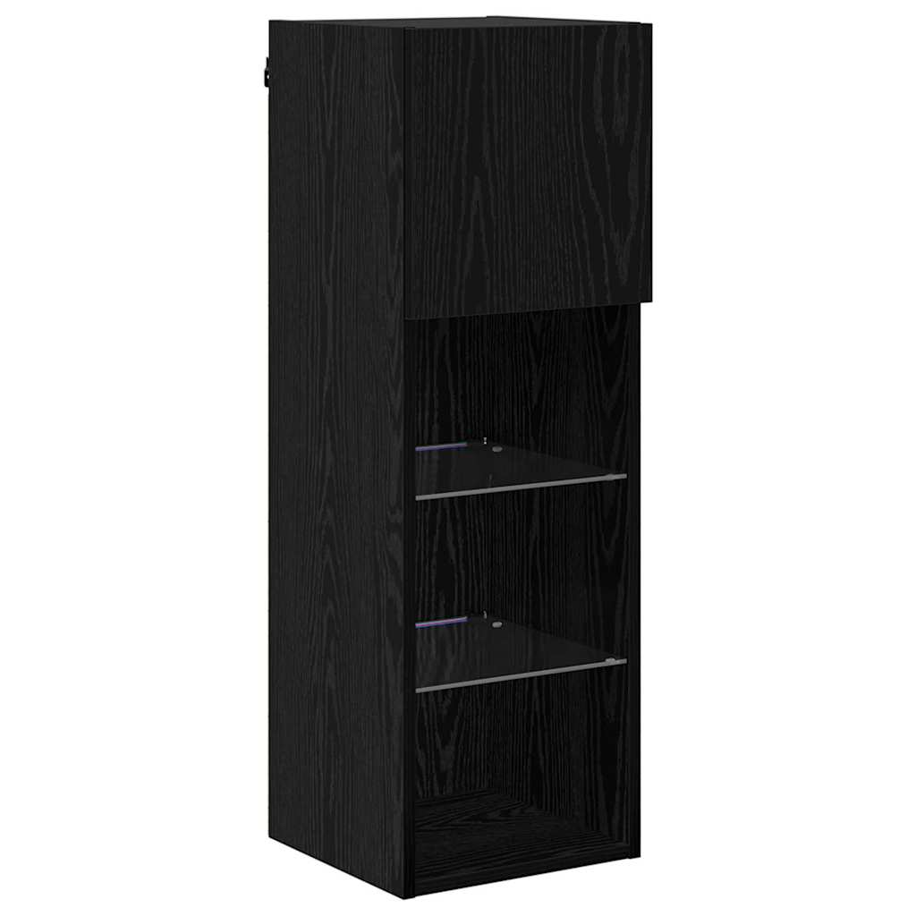 Wandgemonteerde TV-kasten 2 pcs Zwart Eiken 30,5 x 30 x 90 cm is nu te koop bij PeponiXL, paradijselijk wonen!
