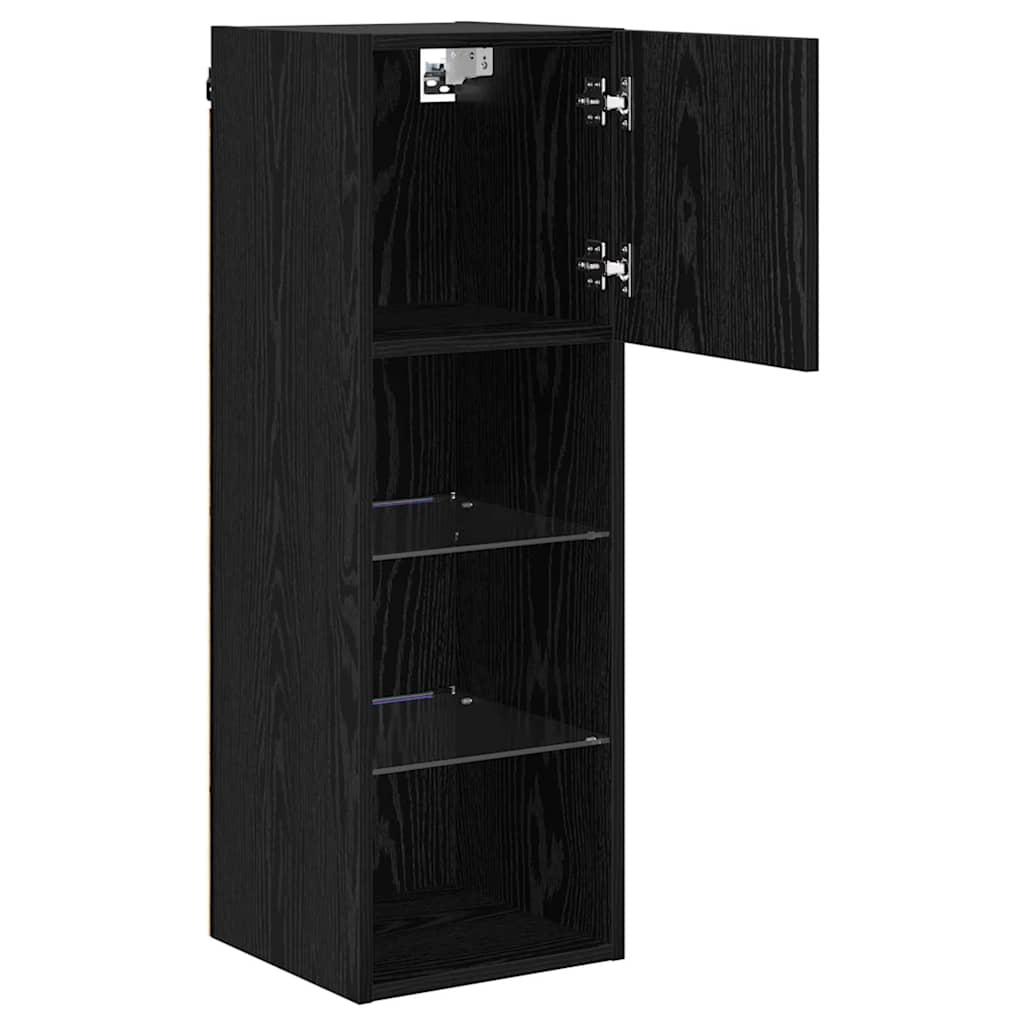 Wandgemonteerde TV-kasten 2 pcs Zwart Eiken 30,5 x 30 x 90 cm is nu te koop bij PeponiXL, paradijselijk wonen!