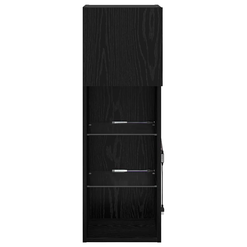 Wandgemonteerde TV-kasten 2 pcs Zwart Eiken 30,5 x 30 x 90 cm is nu te koop bij PeponiXL, paradijselijk wonen!