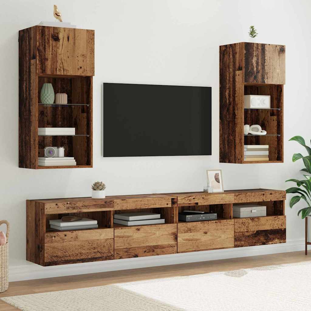 Wandgemonteerde TV-kasten 2 pcs Oudhout 40,5 x 30 x 90 cm is nu te koop bij PeponiXL, paradijselijk wonen!
