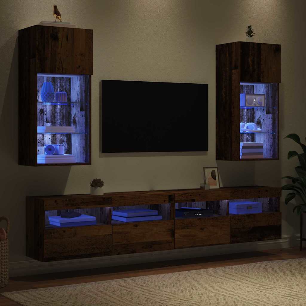 Wandgemonteerde TV-kasten 2 pcs Oudhout 40,5 x 30 x 90 cm is nu te koop bij PeponiXL, paradijselijk wonen!